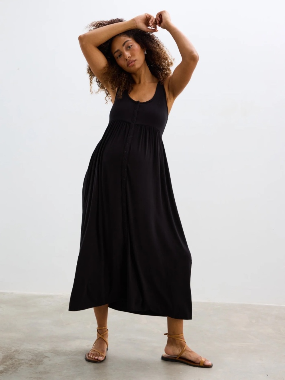 Hatch Maternity Black Softest Rib Nursing Tank Dress Snap Neutral Sz 1 Small
